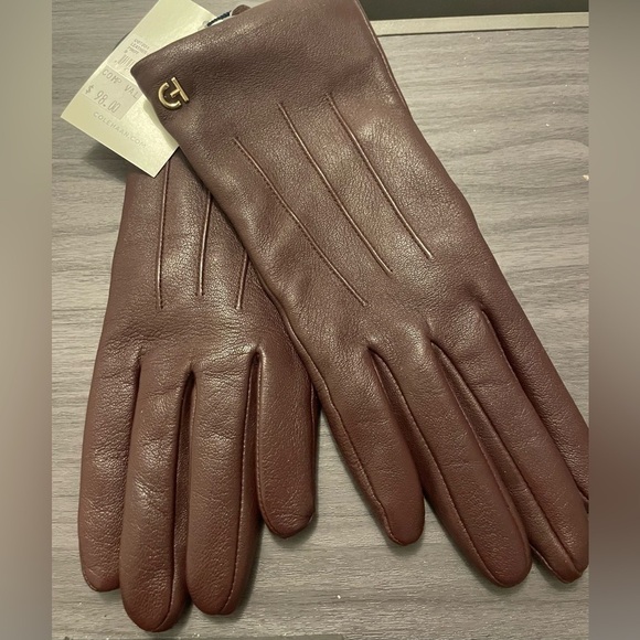 Cole Haan Touch Screen Leather Gloves - Picture 1 of 2